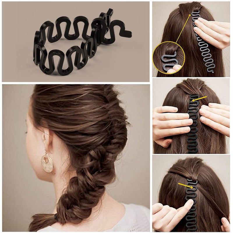 TsMADDTs Hair Braiding Tools Set, 8PCS Topsy Tail Tools, 8PCS French Centipede Braiders for French Twist Plait Ponytail, 10PCS Black Hair Ties Bulk - Image 4